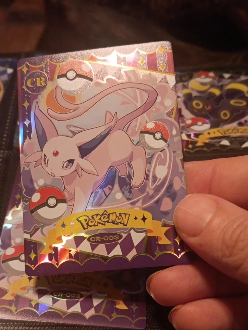 Pokemon Espeon Holographic Card - Purple & Pink Accents